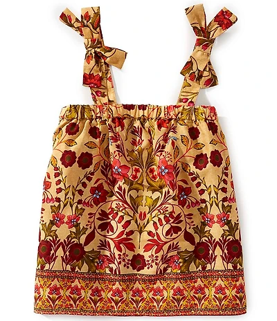 A Loves A Big Girls Batik Floral Print Bow Strap Woven Tank Top