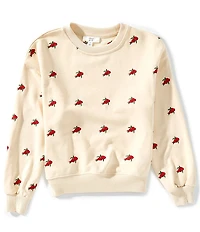 A Loves A Big Girls Embroidered Floral Print Sweatshirt