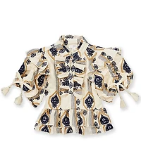 A Loves A Big Girls Embroidered Puff Sleeve Top