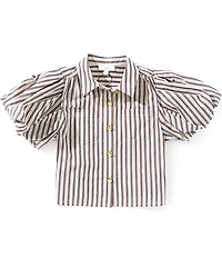 A Loves A Big Girls Pinstripe Puff Sleeve Top