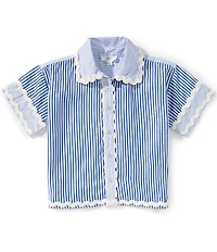 A Loves A Big Girls Stripe Ric-Rac Collared Short Sleeve Top