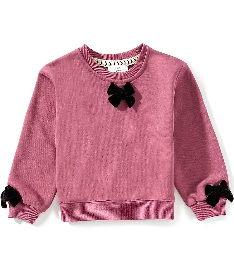 A Loves A Little Girls Long Sleeve Bow Sweatshirt