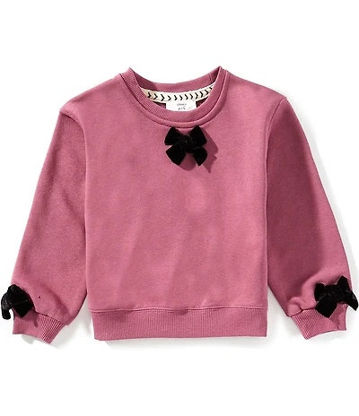 A Loves A Little Girls Long Sleeve Bow Sweatshirt