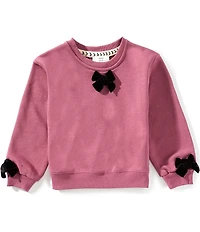 A Loves A Little Girls Long Sleeve Bow Sweatshirt