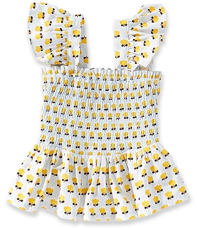 A Loves A Little Girls Block Print Smocked Top