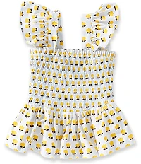 A Loves A Little Girls Block Print Smocked Top