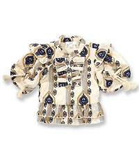 A Loves A Little Girls Embroidered Puff Sleeve Top