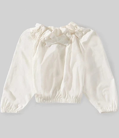 A Loves A Little Girls Long Sleeve Ruffle Collar Bow Top