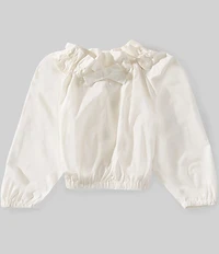 A Loves A Little Girls Long Sleeve Ruffle Collar Bow Top