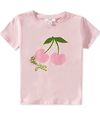 A Loves A Little Girls Short Sleeve Bonjour Cherry Graphic T-Shirt