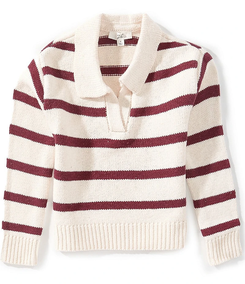 A Loves A Little Girls Striped Collar Sweater