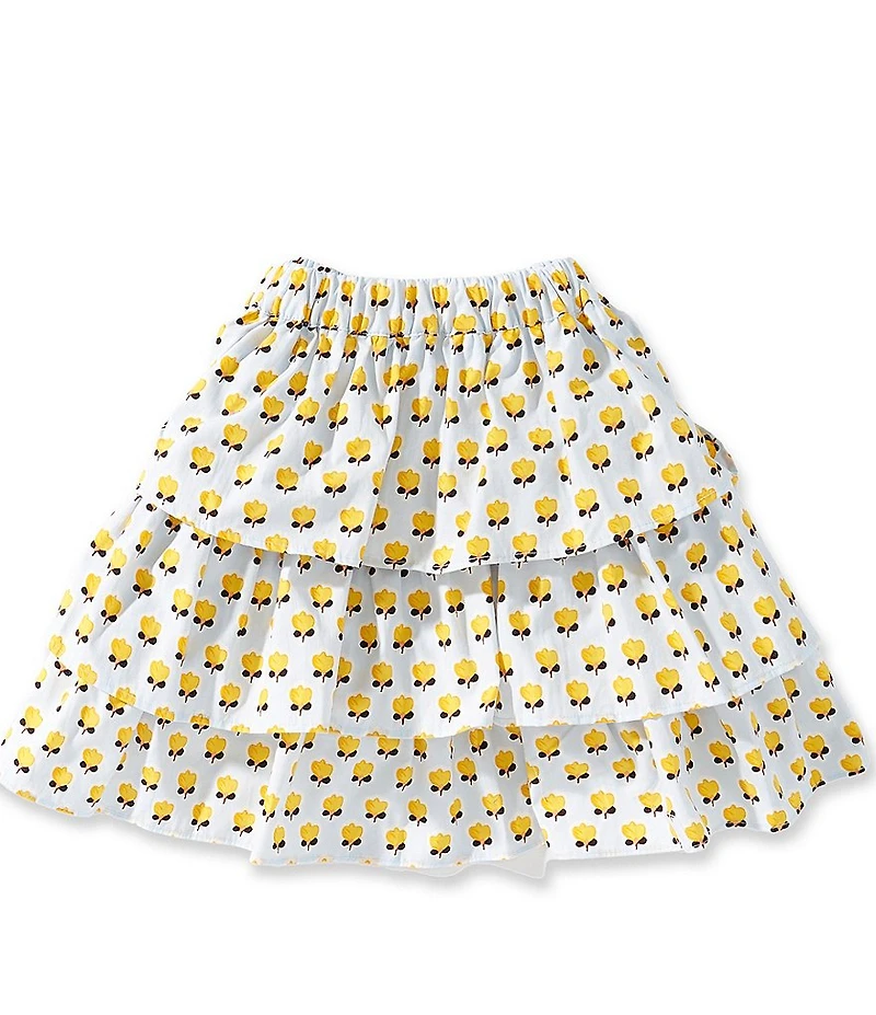 A Loves A Little Girls Tiered Ruffle Block Print A-Line Skirt