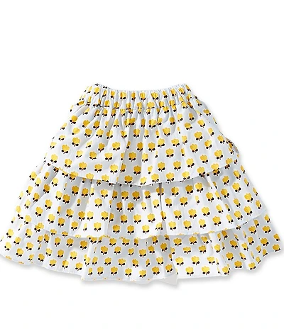 A Loves A Little Girls Tiered Ruffle Block Print A-Line Skirt