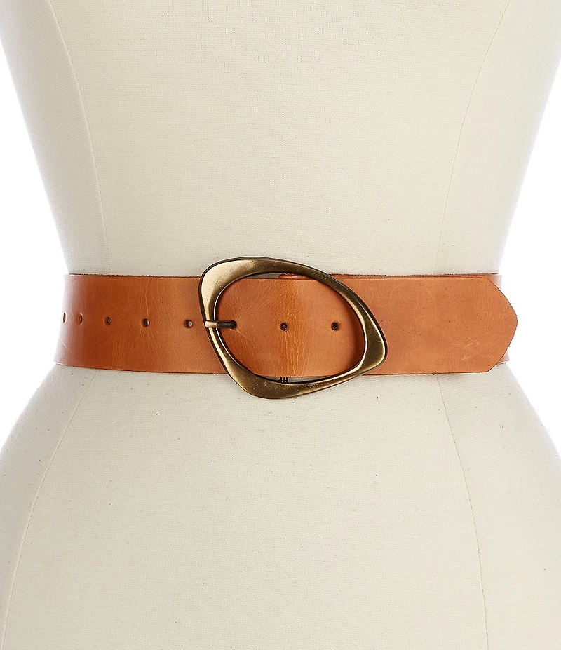ADA Leather Molten Oval Buckle Wide Belt