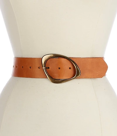 ADA Leather Molten Oval Buckle Wide Belt