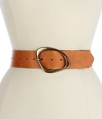 ADA Leather Molten Oval Buckle Wide Belt