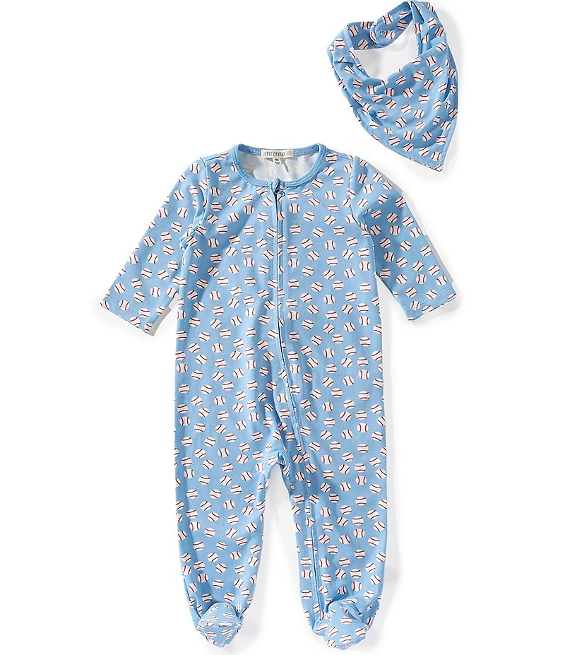 Adventurewear 360 Baby Boys All-Over Baseball Print Footed Coverall