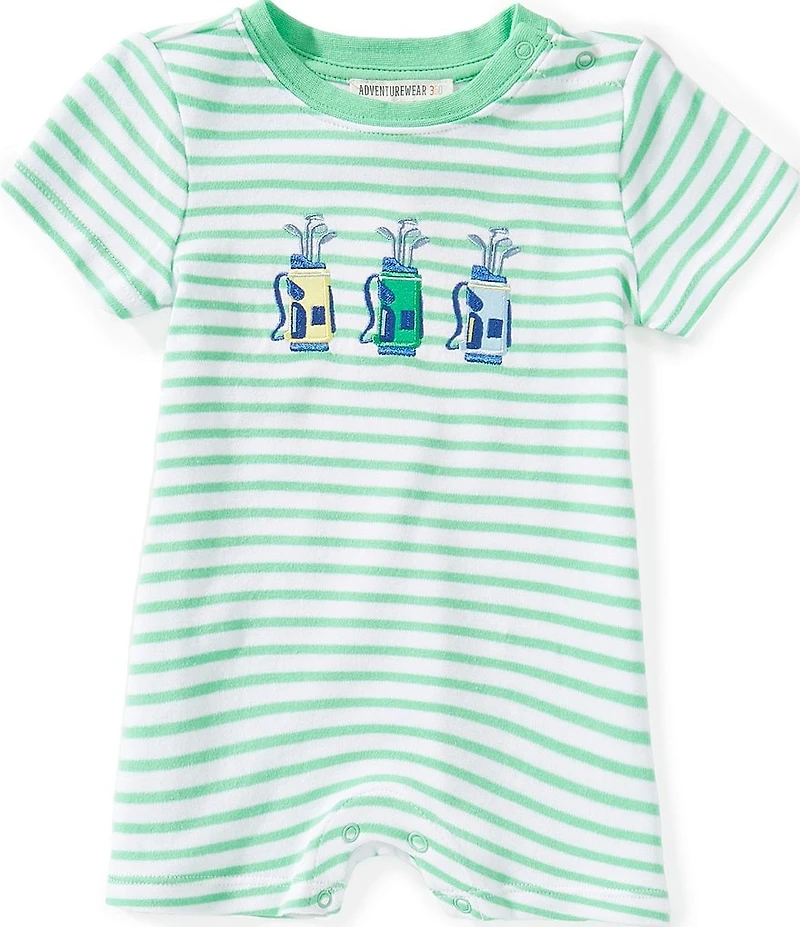 Adventurewear 360 Baby Boys Golf Bag Crew Neck Stripe Short Sleeve Shortall
