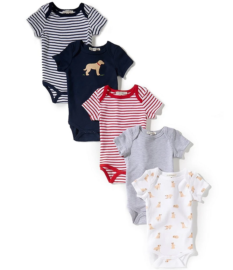 Adventurewear 360 Baby Boys Knit Dogs Pack of 5 Bodysuits Set