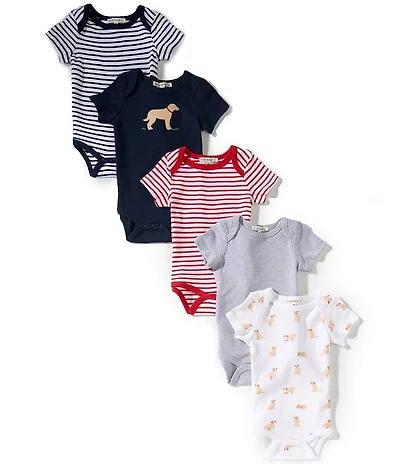Adventurewear 360 Baby Boys Knit Dogs Pack of 5 Bodysuits Set