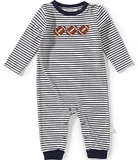 Adventurewear 360 Baby Boys Stripe Long Sleeve Football Applique Romper