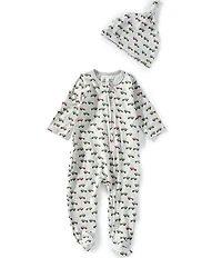 Adventurewear 360 Baby Boys Long Sleeve Footed Jeep Coverall & Knot Hat 2-Piece Set