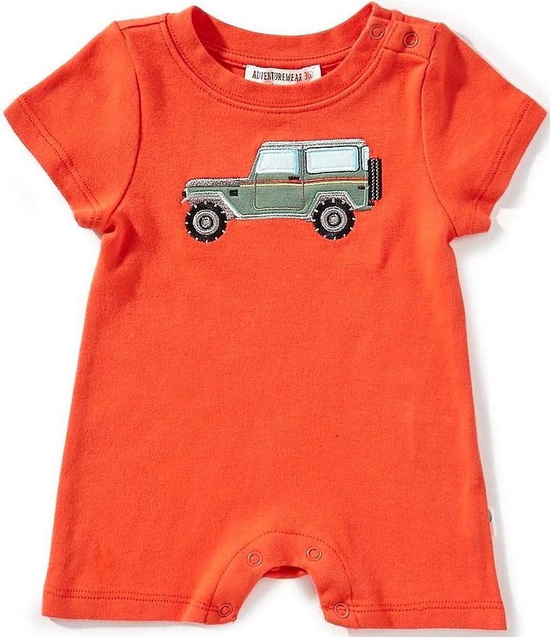 Adventurewear 360 Baby Boys Truck Applique Short Sleeve Shortall