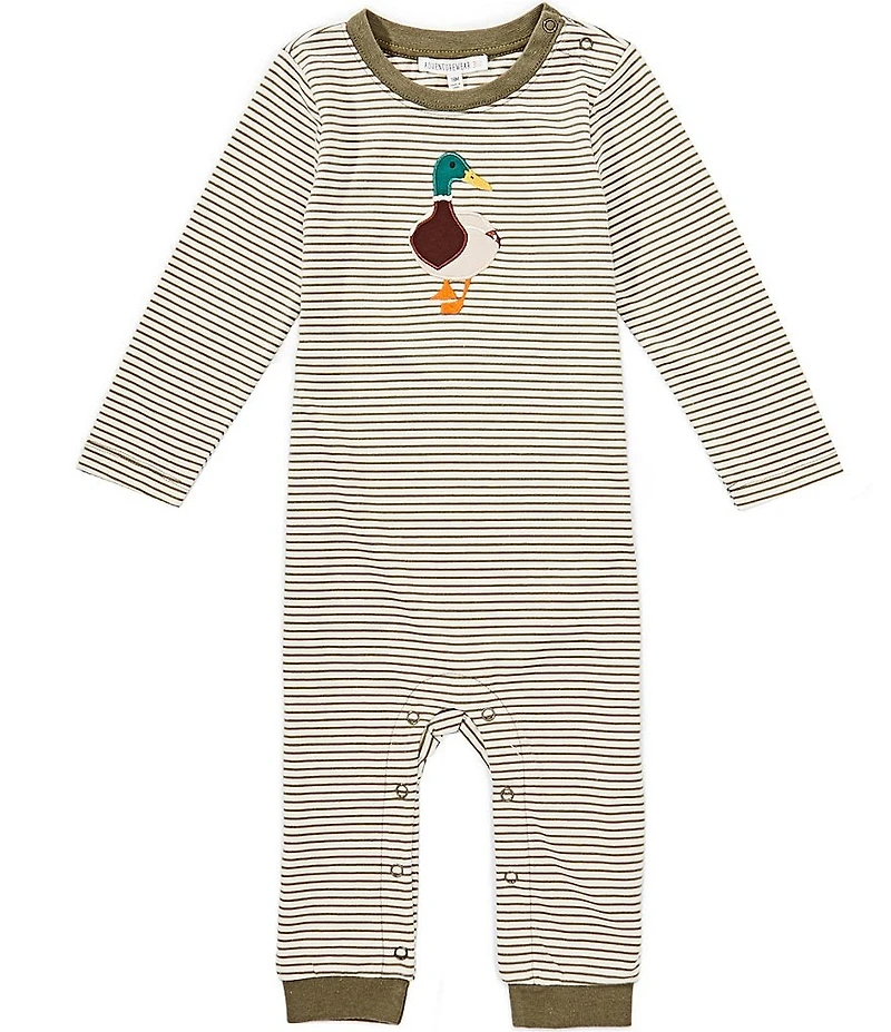 Adventurewear 360 Baby Boys Stripe Duck Applique Longall Romper