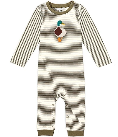 Adventurewear 360 Baby Boys Stripe Duck Applique Longall Romper