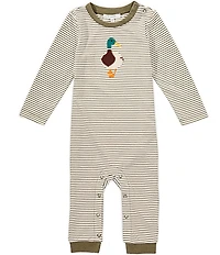 Adventurewear 360 Baby Boys Stripe Duck Applique Longall Romper