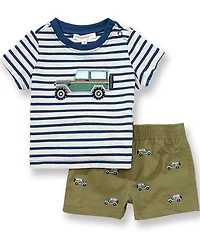 Adventurewear 360 Baby Boys Truck Short Sleeve Tee & Matching Truck Print Shorts Set