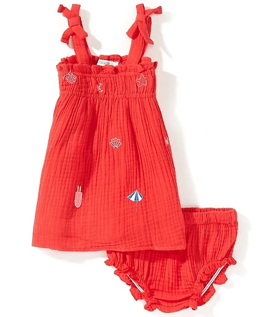 Adventurewear 360 Baby Girls Sleeveless Beach Applique Gauze Dress