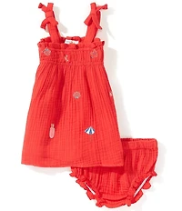 Adventurewear 360 Baby Girls Sleeveless Beach Applique Gauze Dress