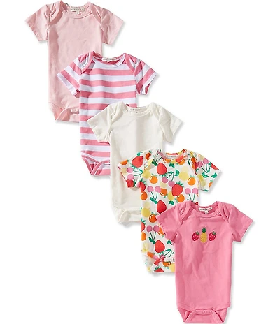 Adventurewear 360 Baby Girls Short Sleeve Fruit Motif Bodysuit 5-Pack Set