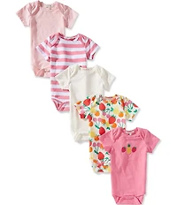 Adventurewear 360 Baby Girls Short Sleeve Fruit Motif Bodysuit 5-Pack Set
