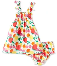 Adventurewear 360 Baby Girls Bow Strap Smocked Mixed Fruit Dress