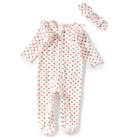 Adventurewear 360 Baby Girls Multi Heart Footie Coverall