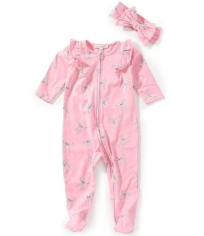 Adventurewear 360 Baby Girls Ribbon Bow Footed Coverall