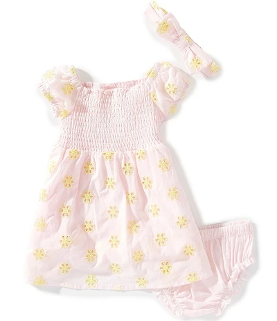 Adventurewear 360 Baby Girls Smocked Eyelet Dress