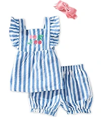 Adventurewear 360 Baby Girls Woven Cherry Stripe Set