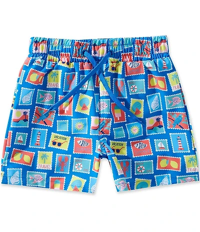 Adventurewear 360 Little Boys Aloha Stamps Print Swim Trunks