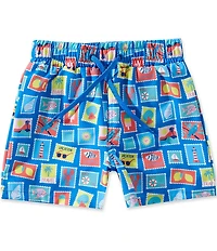 Adventurewear 360 Little Boys Aloha Stamps Print Swim Trunks