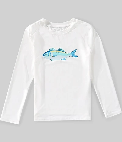 Adventurewear 360 Little Boys Fish Graphic Long Sleeve Rashguard