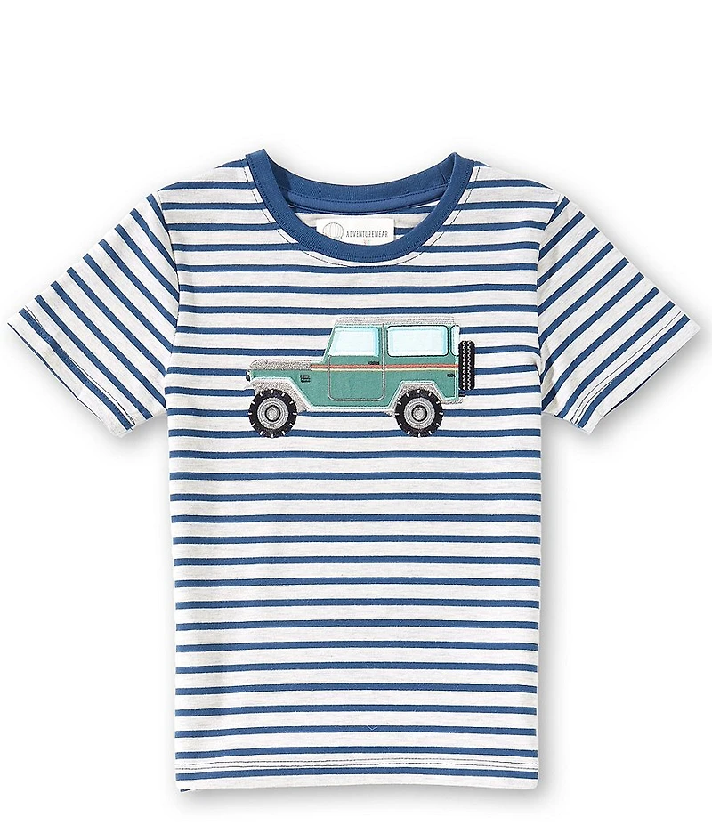 Adventurewear 360 Little Boys Knit Stripe Short Sleeve Truck T-Shirt