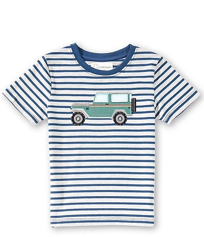 Adventurewear 360 Little Boys Knit Stripe Short Sleeve Truck T-Shirt