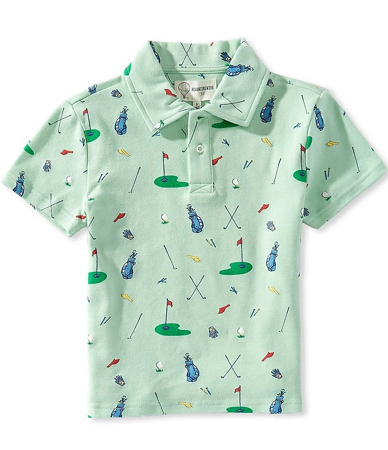 Adventurewear 360 Little Boys Short Sleeve Golf Print Polo Shirt