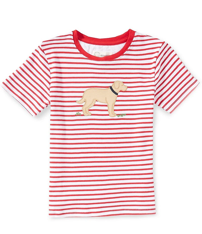 Adventurewear 360 Little Boys Short Sleeve Stripe Dog Applique T-Shirt