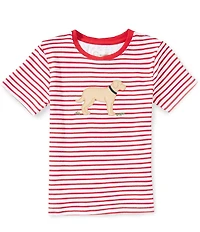 Adventurewear 360 Little Boys Short Sleeve Stripe Dog Applique T-Shirt