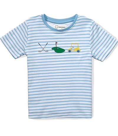 Adventurewear 360 Little Boys Striped Golf Motif Embroidery T-Shirt