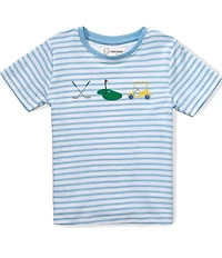 Adventurewear 360 Little Boys Striped Golf Motif Embroidery T-Shirt